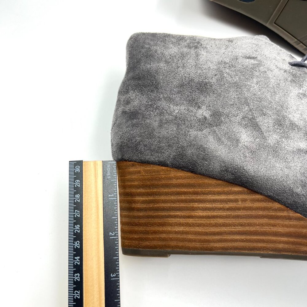 11W 11 WIDE WIDTH Dr Scholls Dakota Gray Microsuede Wedge Ankle Boots Shoes - Picture 12 of 13
